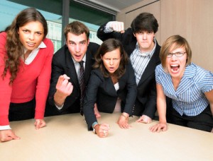 Angry Businesspeople in Meeting --- Image by © Morgan David de Lossy/Corbis